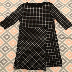 J. Jill Womens Black&Cream Grid 3/4 Sleeve Dress Size XLP